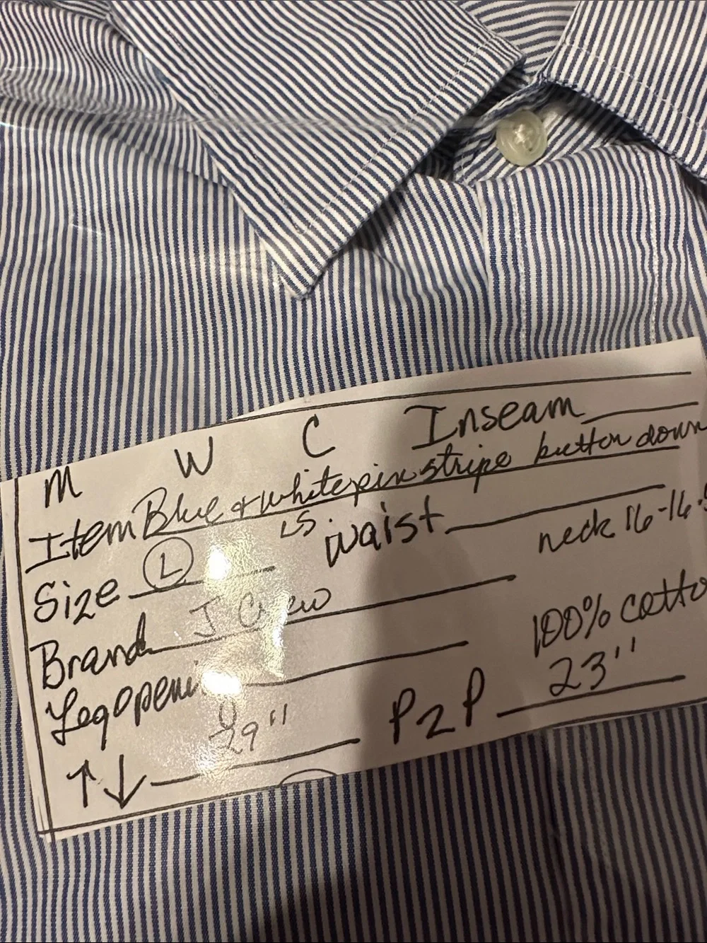 J. Crew Light Blue Pinstripe Button-Down Shirt